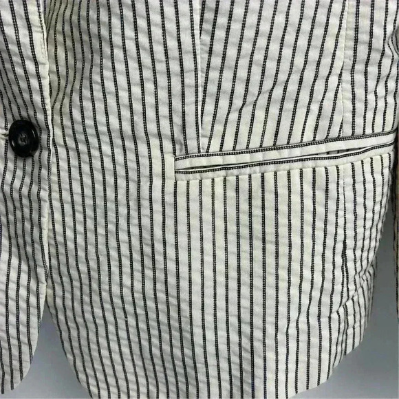 Ann Taylor Loft Women's Blazer Jacket Ivory/White and Black Stripes  Size 8 - Picture 13 of 16